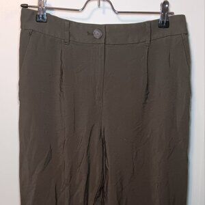 Loft Womens Straight Leg Olive Green Casual Dress Pants Small